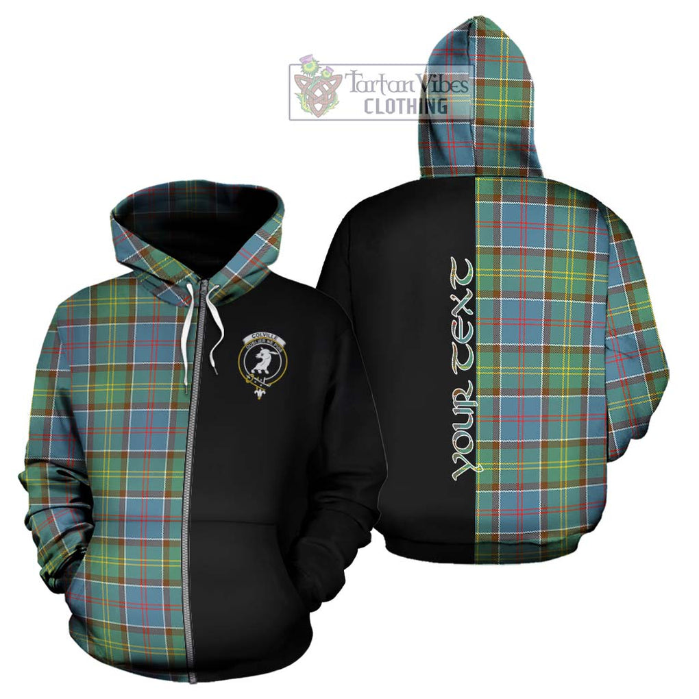 Colville Tartan Hoodie with Family Crest and Half Of Me Style - Tartanvibesclothing Shop