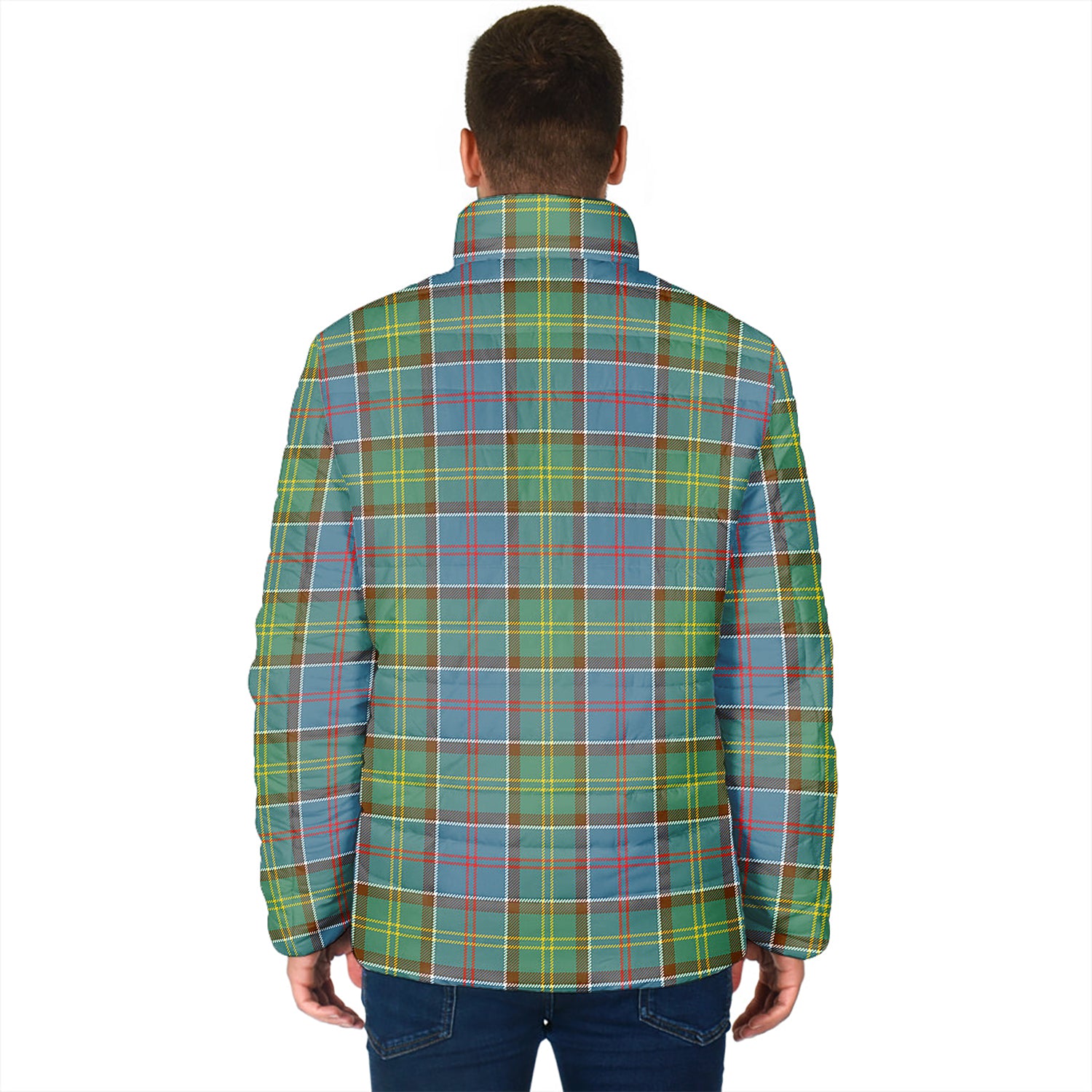 Colville Tartan Padded Jacket with Family Crest - Tartan Vibes Clothing