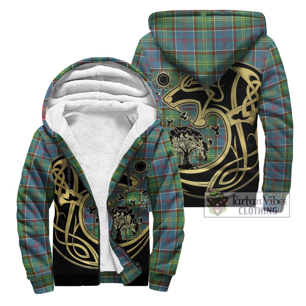 Colville Tartan Sherpa Hoodie with Family Crest Celtic Wolf Style Unisex - Tartan Vibes Clothing