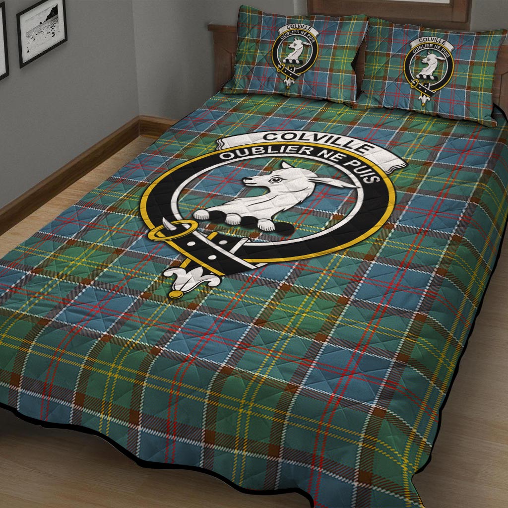 Colville Tartan Quilt Bed Set with Family Crest - Tartan Vibes Clothing