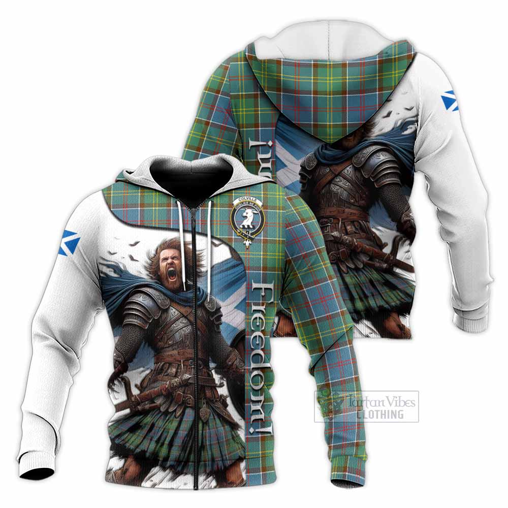 Tartan Vibes Clothing Colville Crest Tartan Knitted Hoodie Inspired by the Freedom of Scottish Warrior