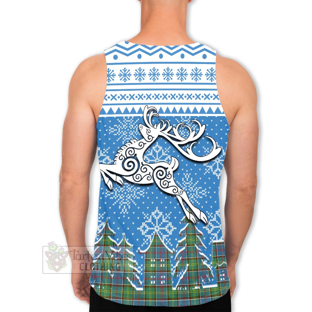 Tartan Vibes Clothing Colville Clan Christmas Men's Tank Top Celtic Reindeer Style