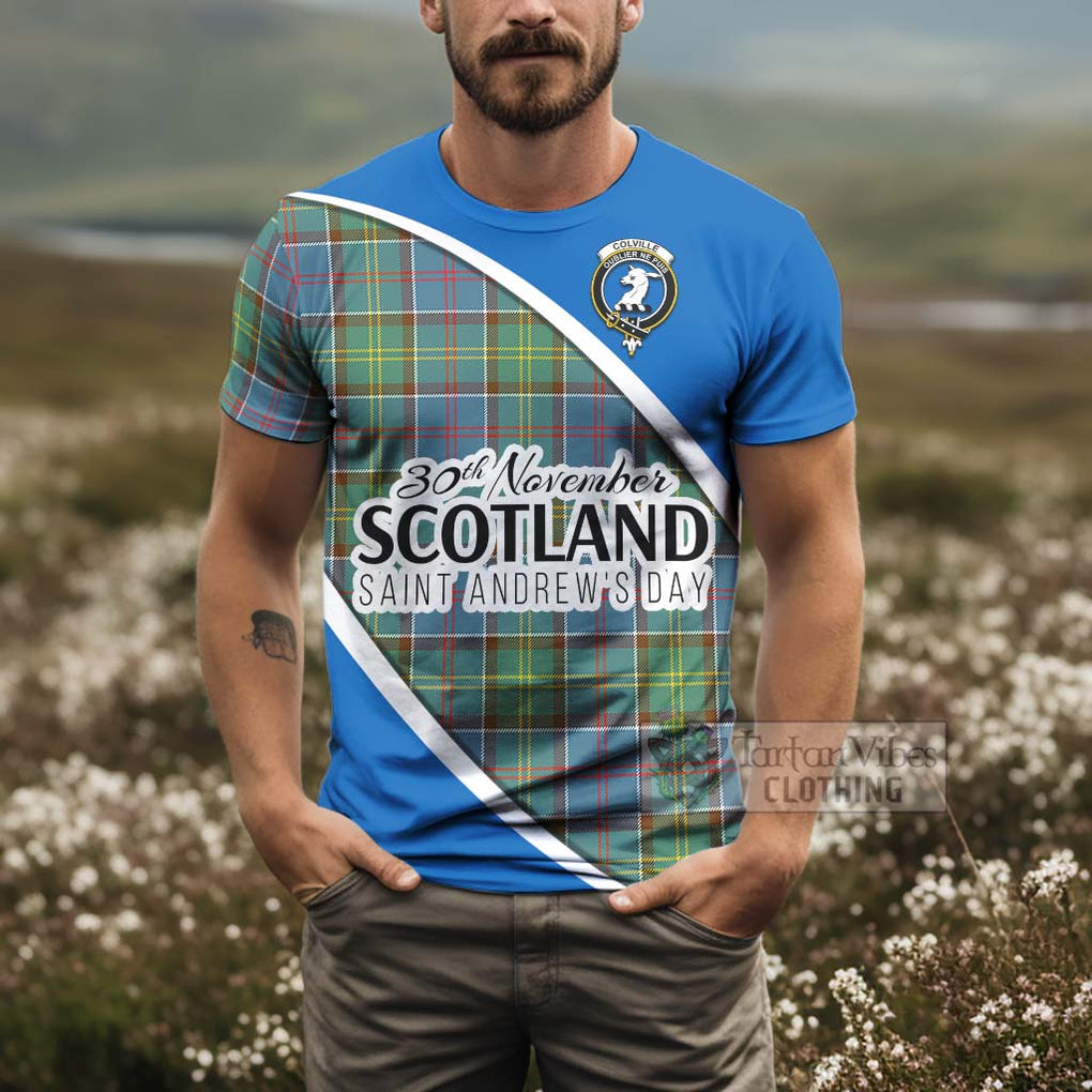 Tartan Vibes Clothing Colville Family Crest Tartan T-Shirt Celebrate Saint Andrew's Day in Style