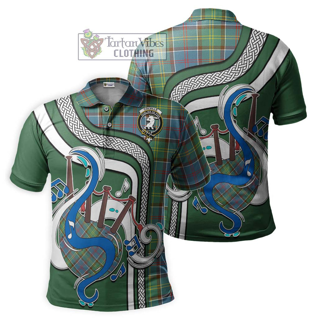 Tartan Vibes Clothing Colville Tartan Polo Shirt with Epic Bagpipe Style