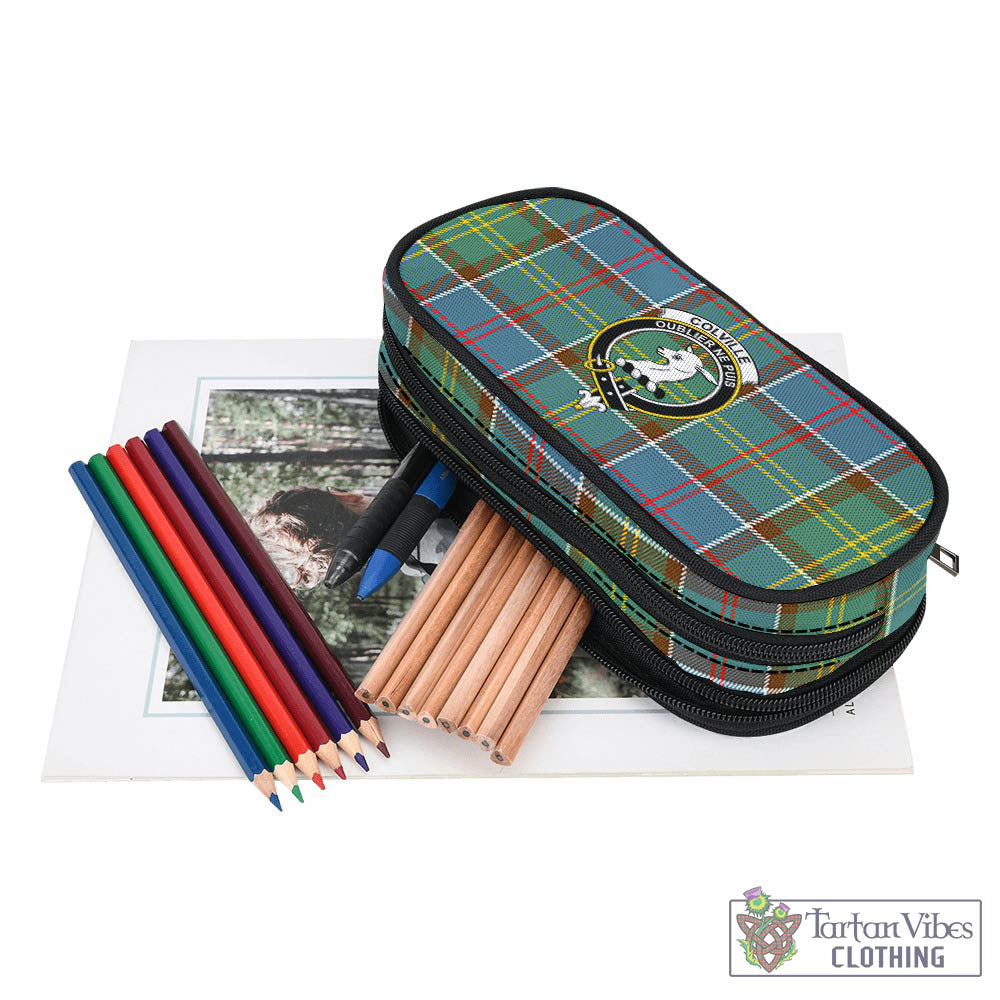 Tartan Vibes Clothing Colville Tartan Pen and Pencil Case with Family Crest