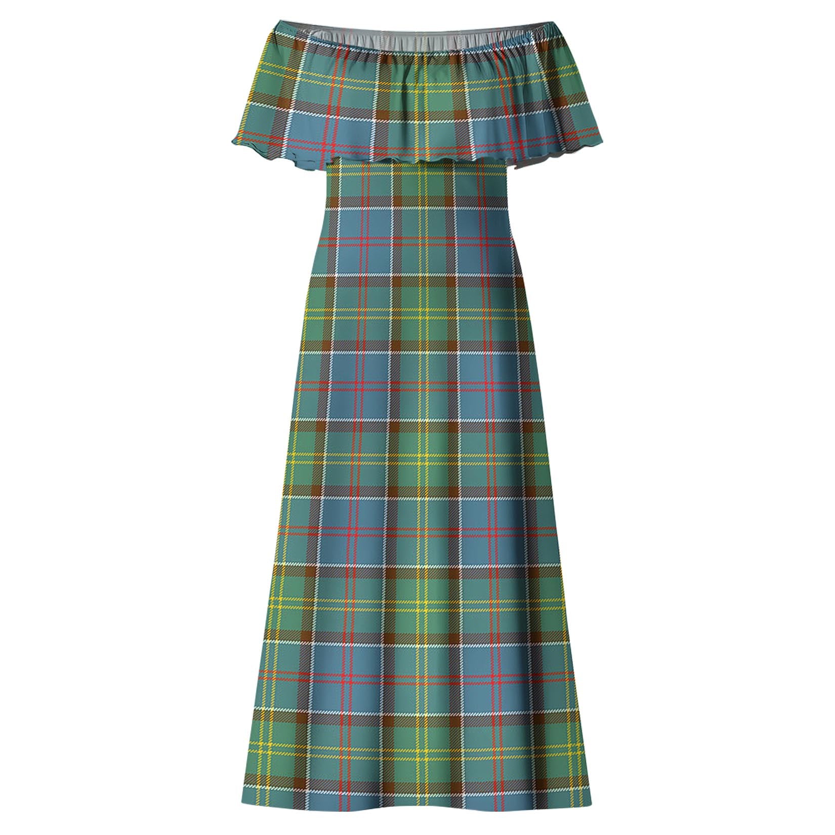 Colville Tartan Off Shoulder Long Dress - Tartanvibesclothing