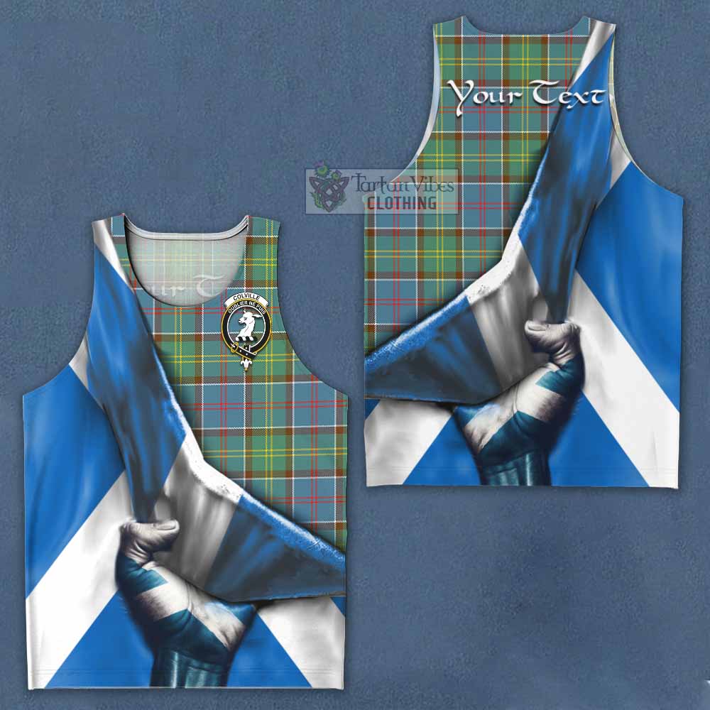 Tartan Vibes Clothing Colville Tartan Men's Tank Top with Family Crest Scotland Patriotic Style