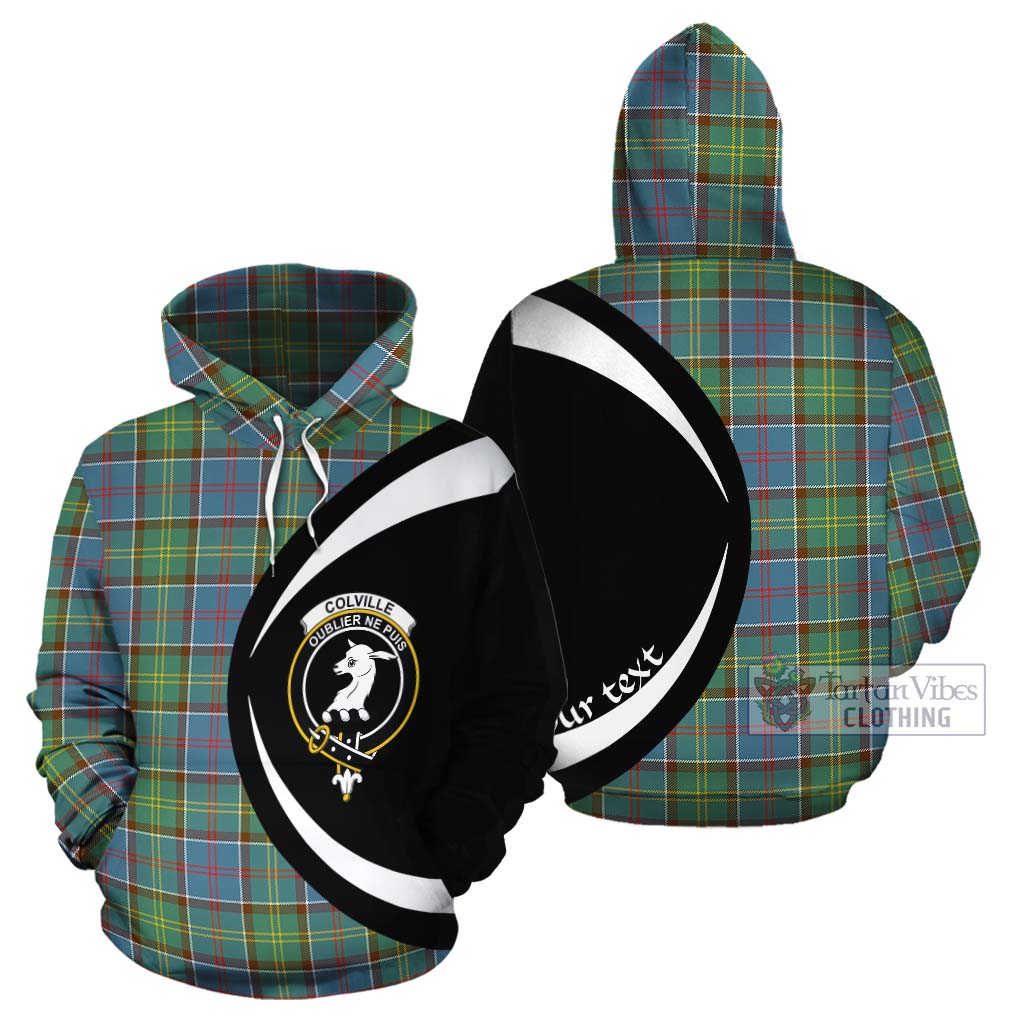 Tartan Vibes Clothing Colville Tartan Cotton Hoodie with Family Crest Circle Style