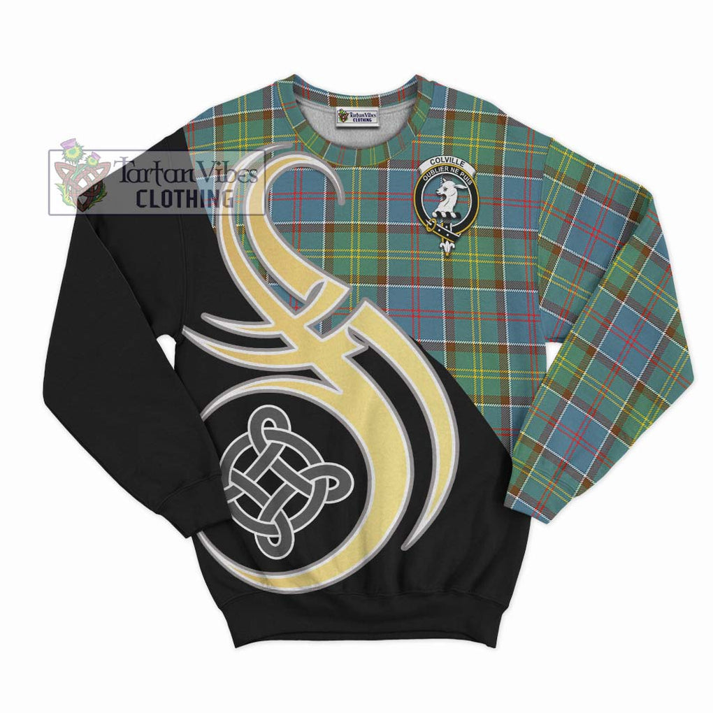 Colville Tartan Sweatshirt with Family Crest and Celtic Symbol Style - Tartan Vibes Clothing