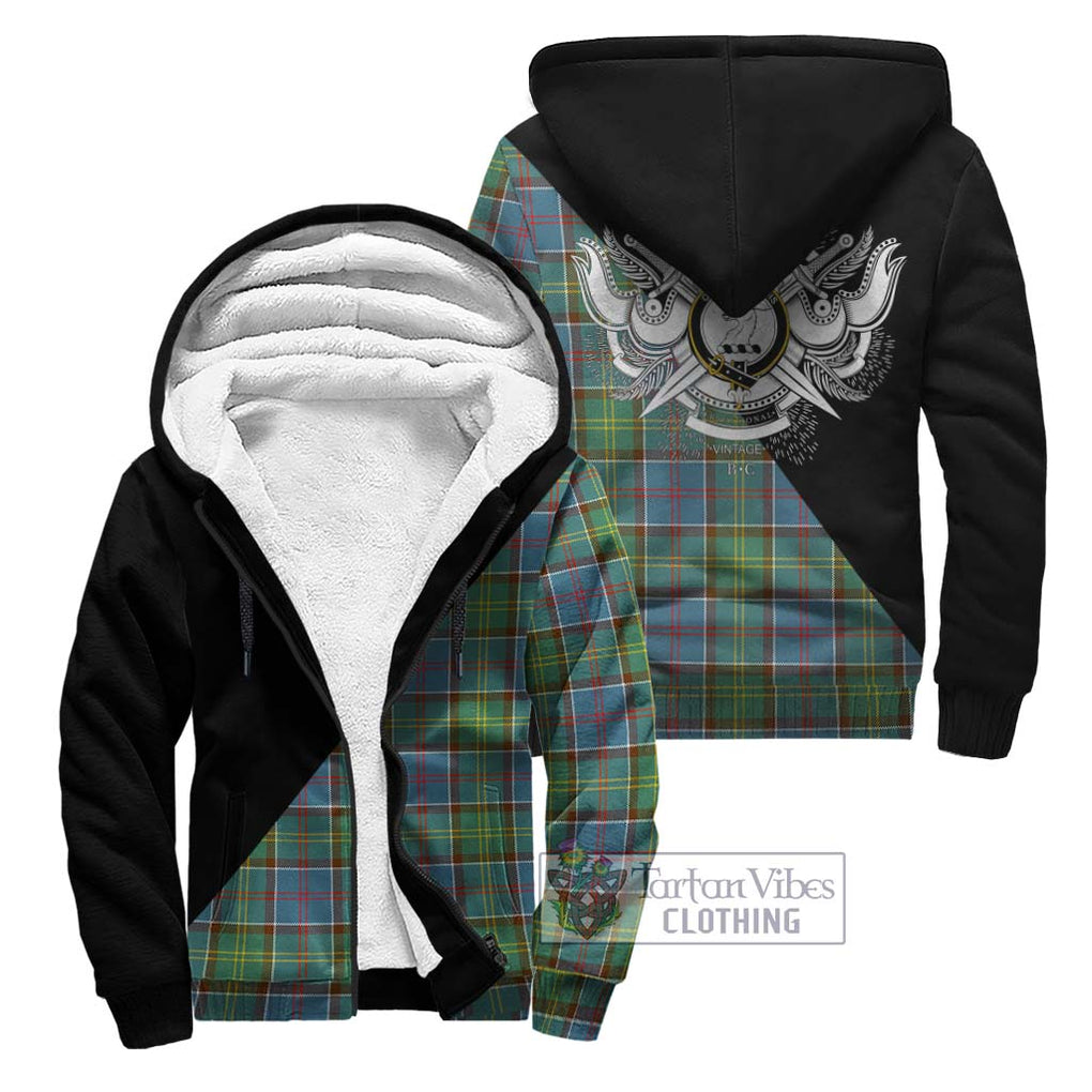 Colville Tartan Sherpa Hoodie with Family Crest and Military Logo Style Unisex - Tartanvibesclothing Shop