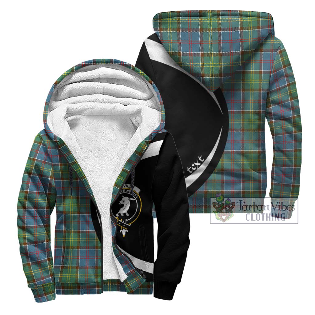 Colville Tartan Sherpa Hoodie with Family Crest Circle Style Unisex - Tartan Vibes Clothing