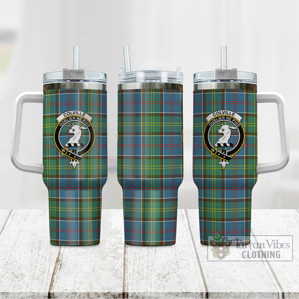 Tartan Vibes Clothing Colville Tartan and Family Crest Tumbler with Handle