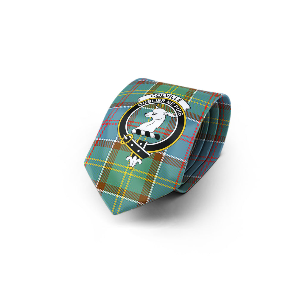 Colville Tartan Classic Necktie with Family Crest - Tartan Vibes Clothing