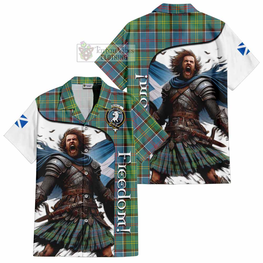 Tartan Vibes Clothing Colville Crest Tartan Short Sleeve Button Shirt Inspired by the Freedom of Scottish Warrior