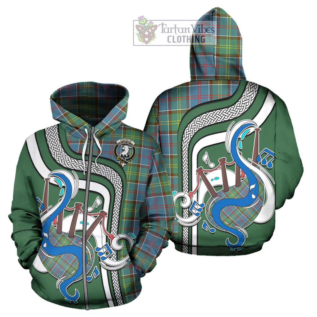 Colville Tartan Hoodie with Epic Bagpipe Style - Tartanvibesclothing Shop