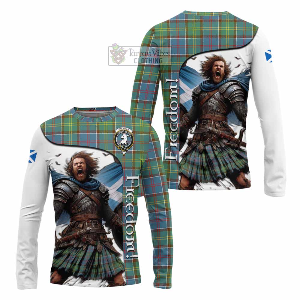 Tartan Vibes Clothing Colville Crest Tartan Long Sleeve T-Shirt Inspired by the Freedom of Scottish Warrior