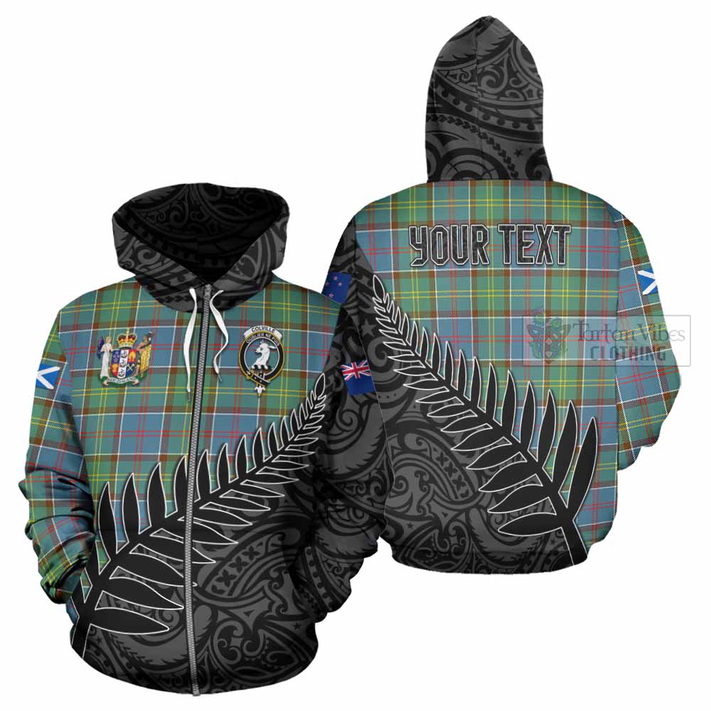 Tartan Vibes Clothing Colville Crest Tartan Hoodie with New Zealand Silver Fern Half Style