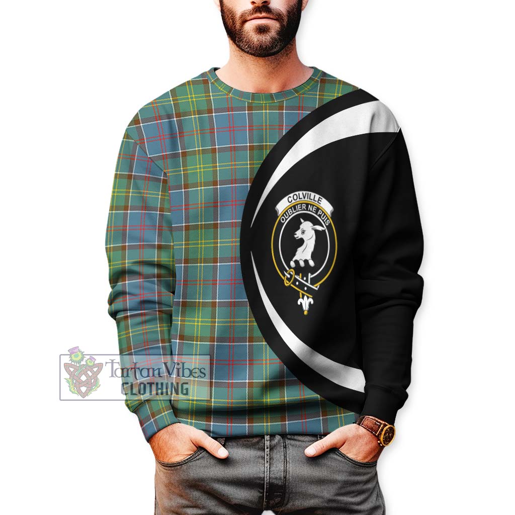 Colville Tartan Sweatshirt with Family Crest Circle Style - Tartan Vibes Clothing