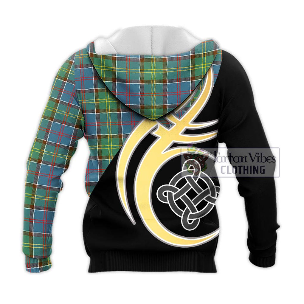 Colville Tartan Knitted Hoodie with Family Crest and Celtic Symbol Style - Tartan Vibes Clothing