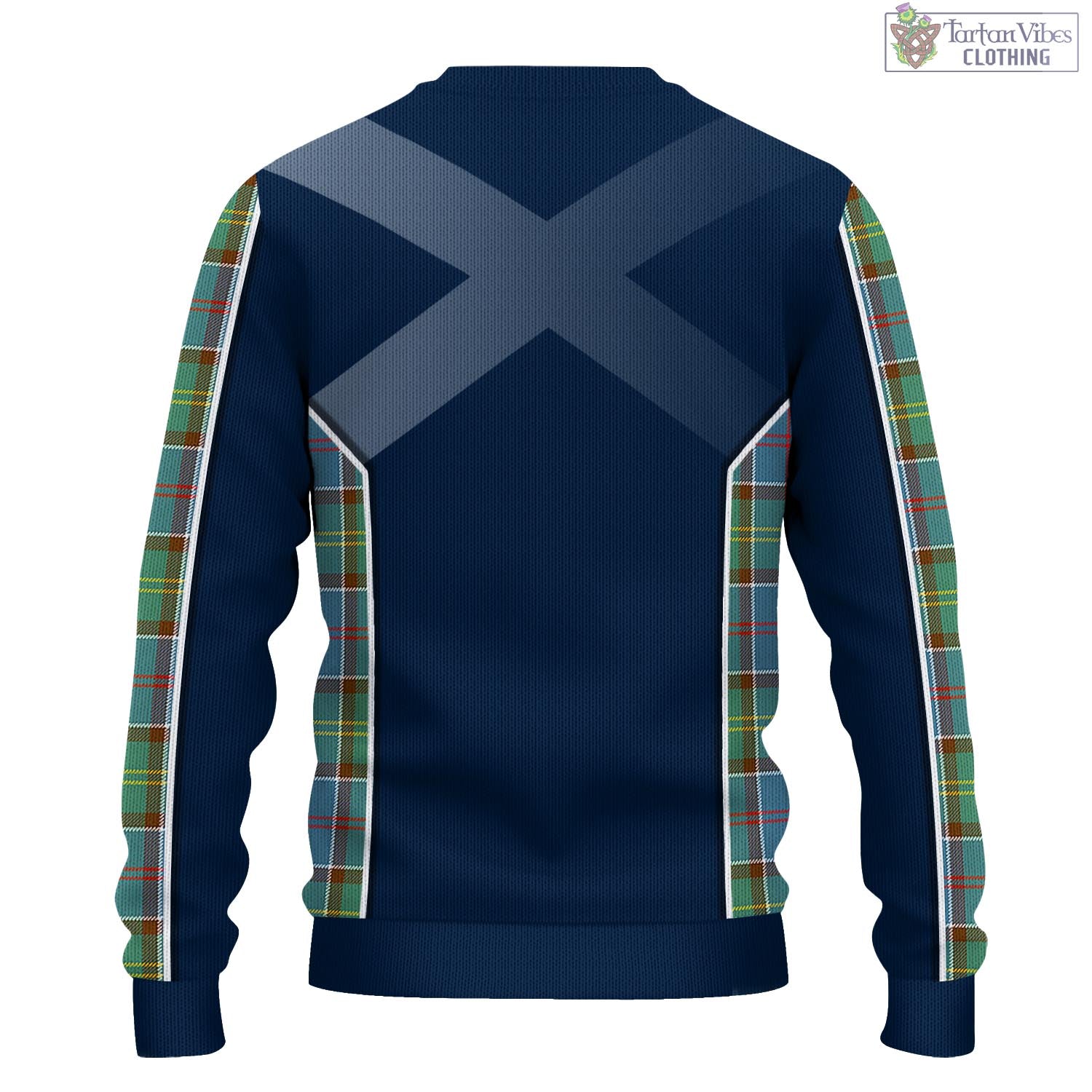 Tartan Vibes Clothing Colville Tartan Knitted Sweatshirt with Family Crest and Scottish Thistle Vibes Sport Style