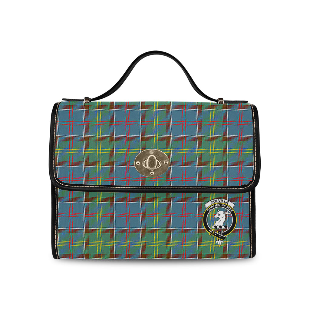 colville-tartan-leather-strap-waterproof-canvas-bag-with-family-crest