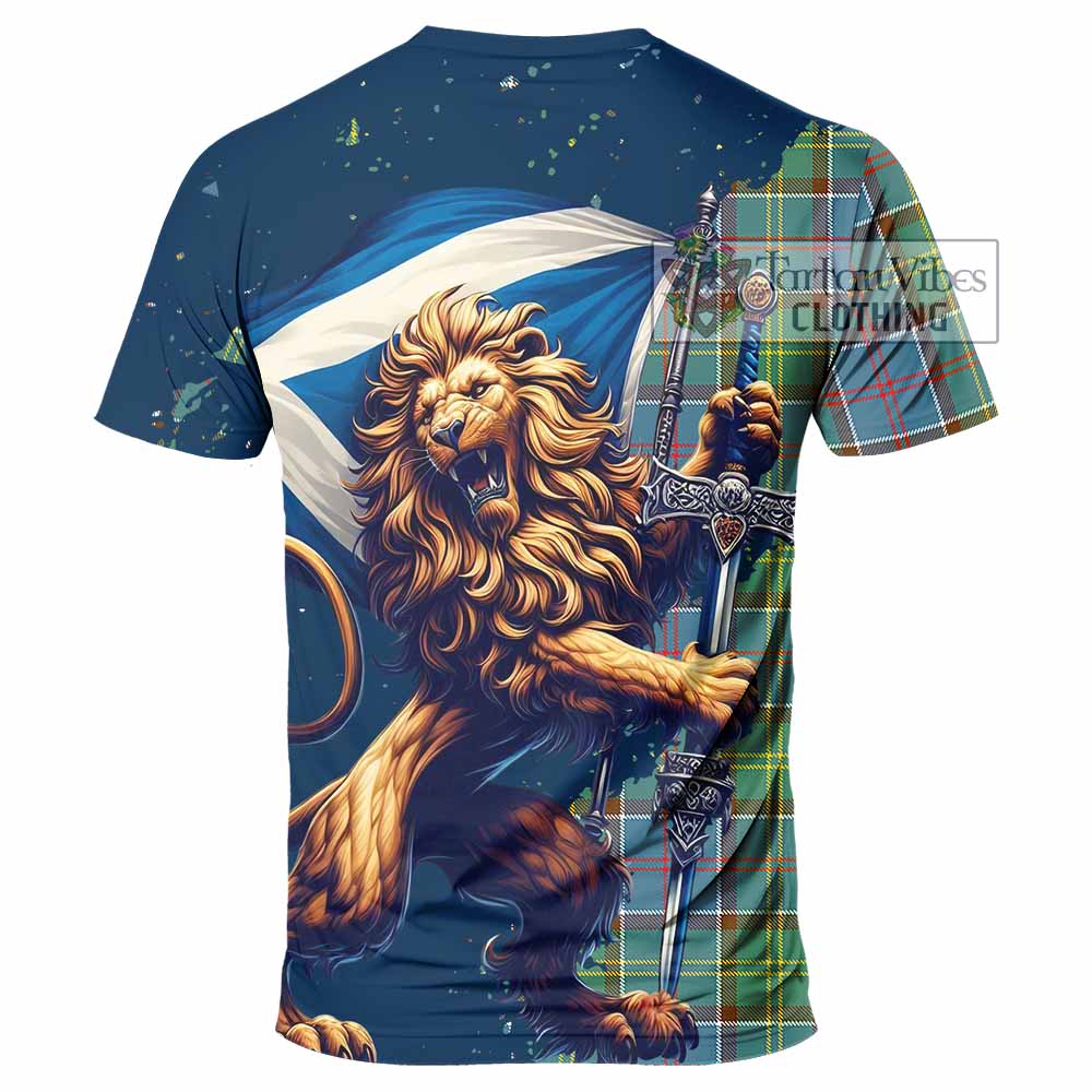 Tartan Vibes Clothing Colville Tartan Family Crest T-Shirt with Scottish Majestic Lion