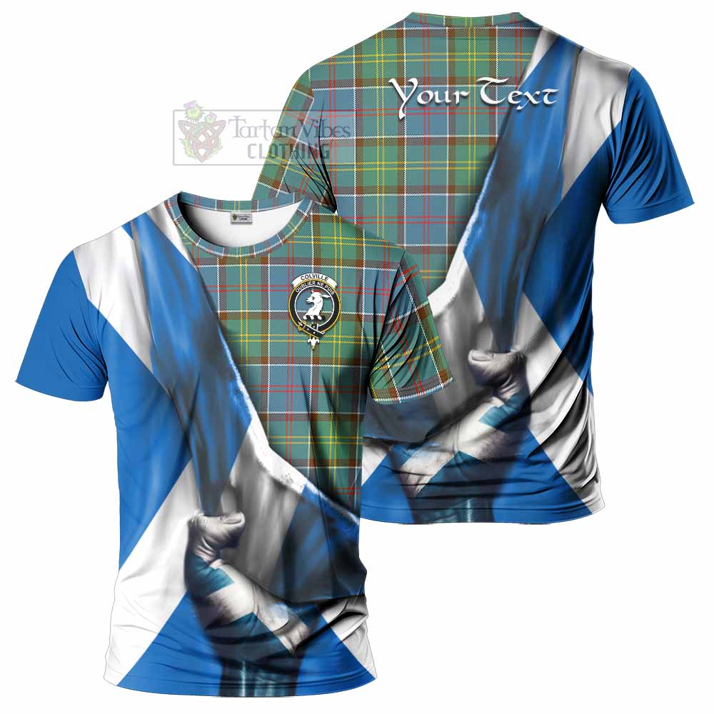 Tartan Vibes Clothing Colville Tartan T-Shirt with Family Crest Scotland Patriotic Style