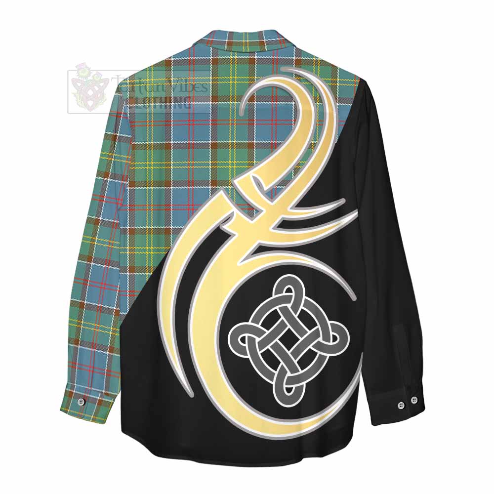 Tartan Vibes Clothing Colville Tartan Women's Casual Shirt with Family Crest and Celtic Symbol Style