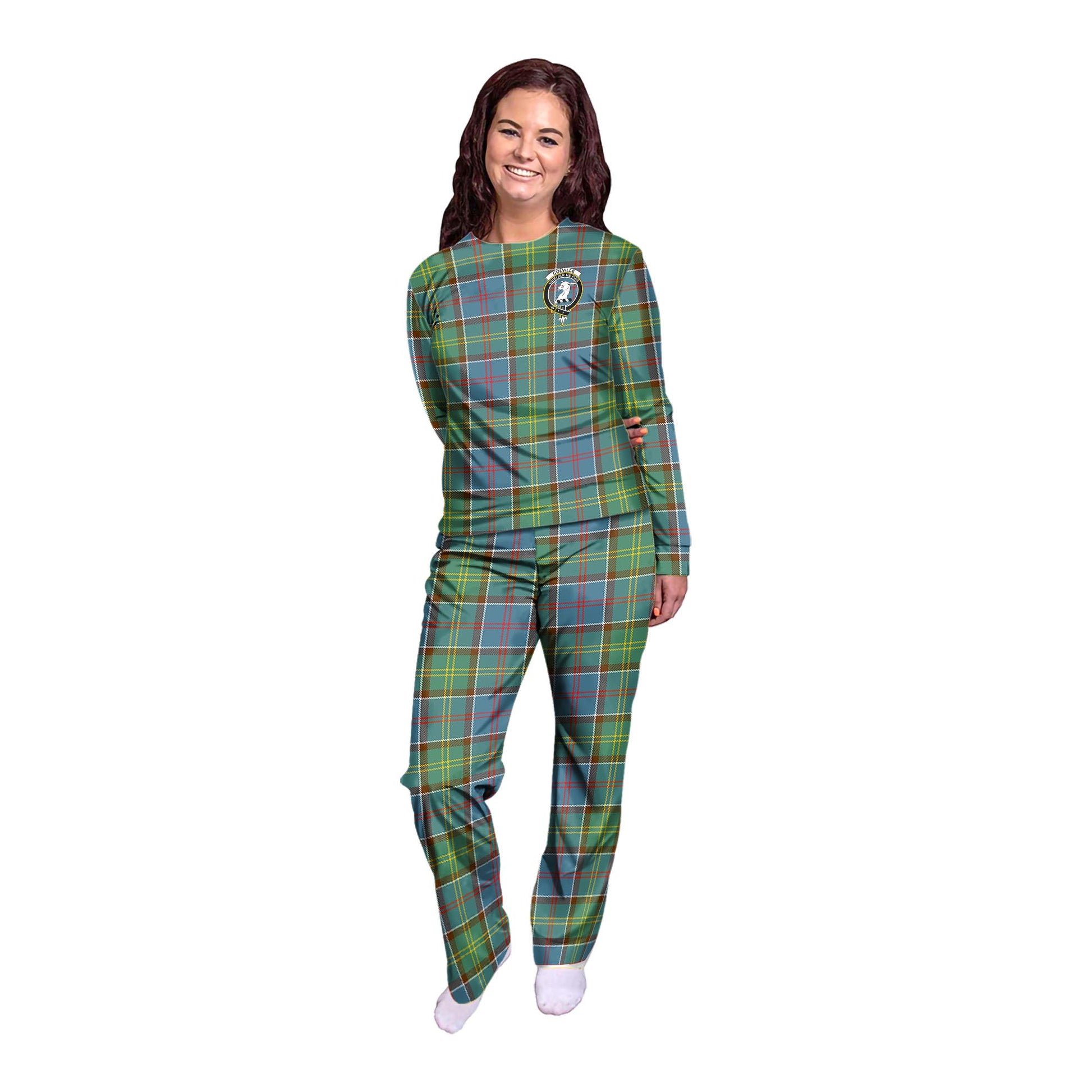 Colville Tartan Pajamas Family Set with Family Crest - Tartan Vibes Clothing