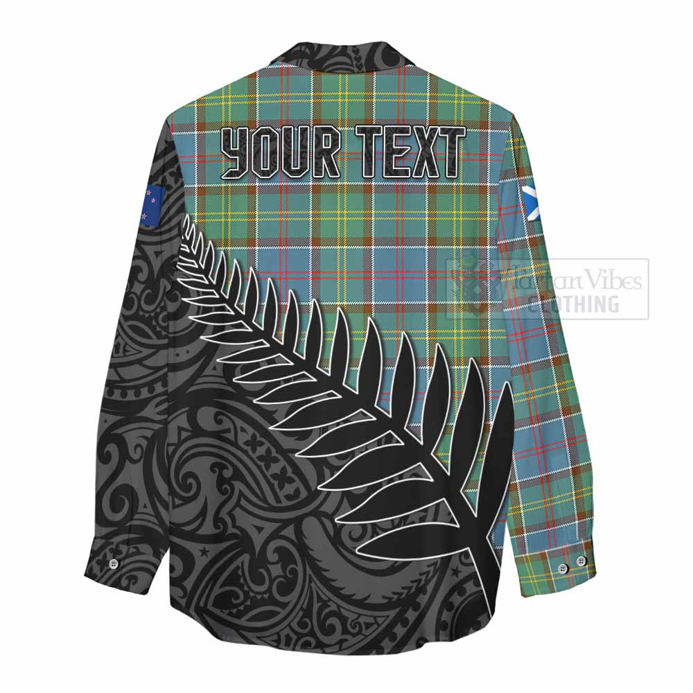 Tartan Vibes Clothing Colville Crest Tartan Women's Casual Shirt with New Zealand Silver Fern Half Style