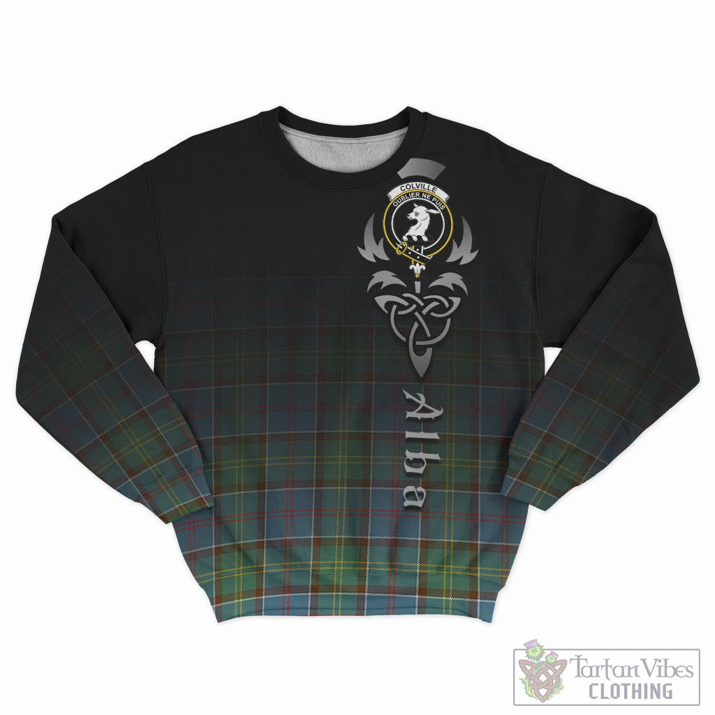 Tartan Vibes Clothing Colville Tartan Sweatshirt Featuring Alba Gu Brath Family Crest Celtic Inspired