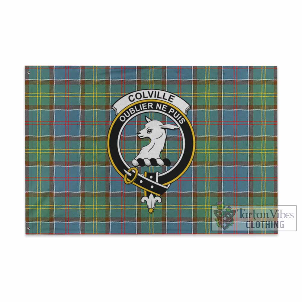 Tartan Vibes Clothing Colville Tartan House Flag with Family Crest