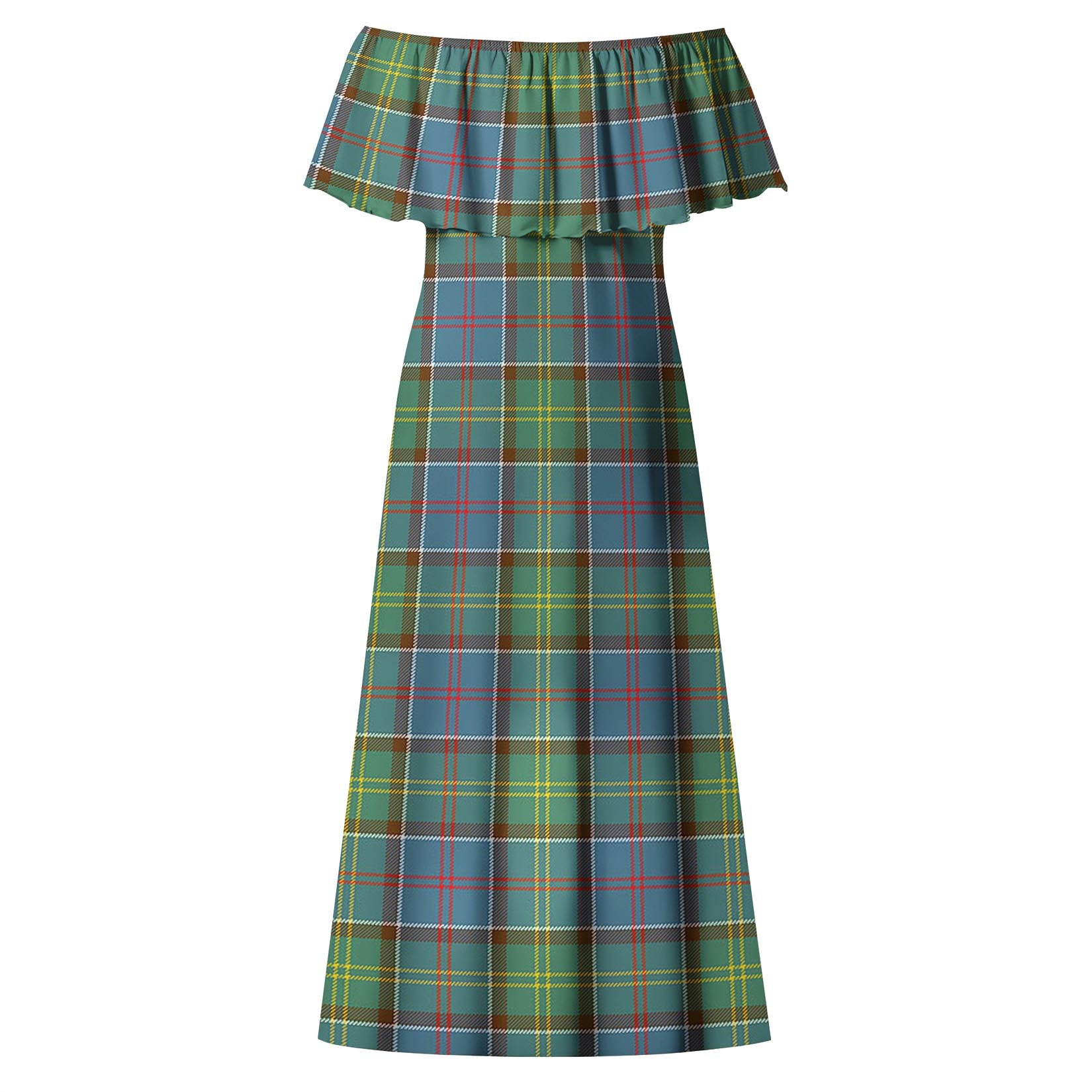 Colville Tartan Off Shoulder Long Dress - Tartanvibesclothing