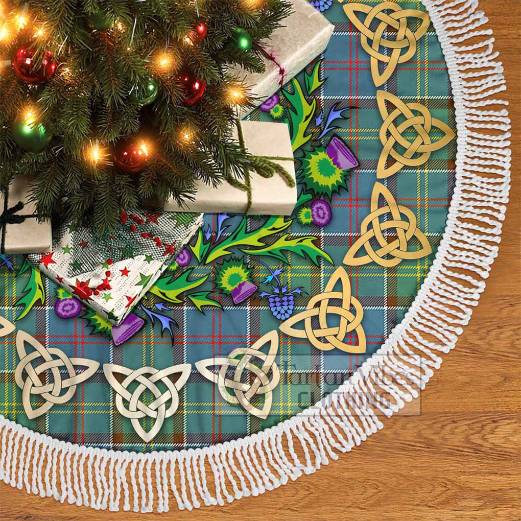 Tartan Vibes Clothing Colville Tartan Christmas Tree Skirt with Thistle Celtic Knot Style