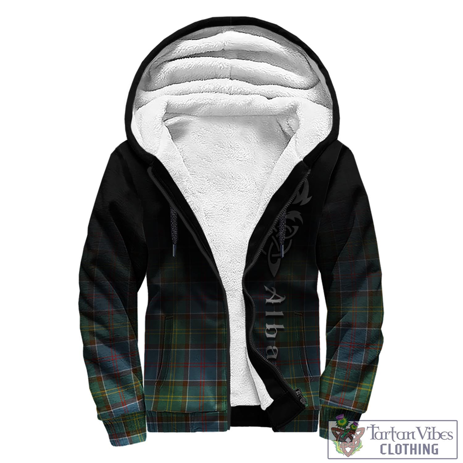 Tartan Vibes Clothing Colville Tartan Sherpa Hoodie Featuring Alba Gu Brath Family Crest Celtic Inspired