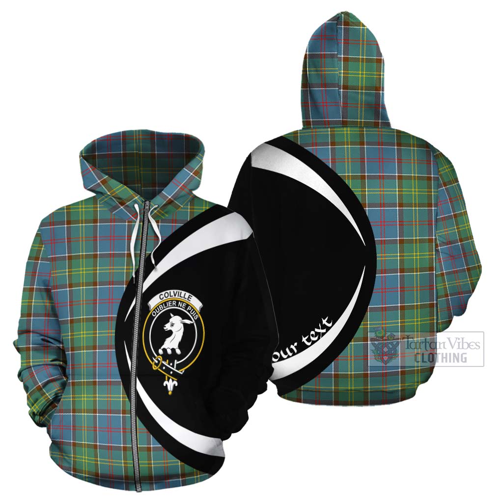 Tartan Vibes Clothing Colville Tartan Cotton Hoodie with Family Crest Circle Style