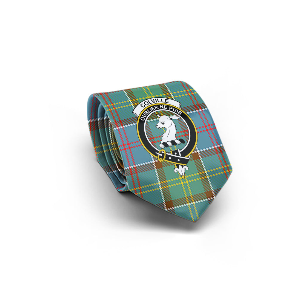 Colville Tartan Classic Necktie with Family Crest - Tartan Vibes Clothing