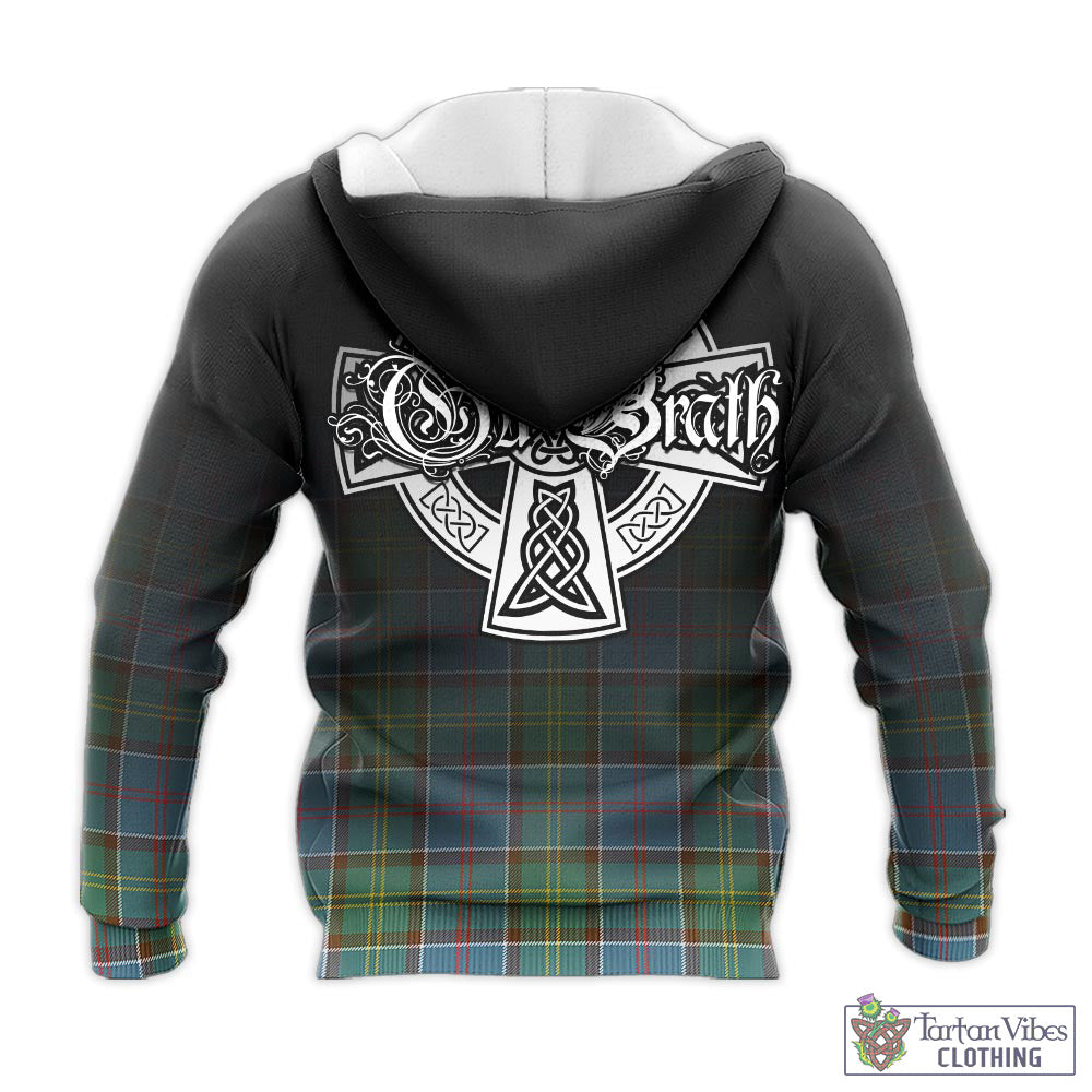 Tartan Vibes Clothing Colville Tartan Knitted Hoodie Featuring Alba Gu Brath Family Crest Celtic Inspired