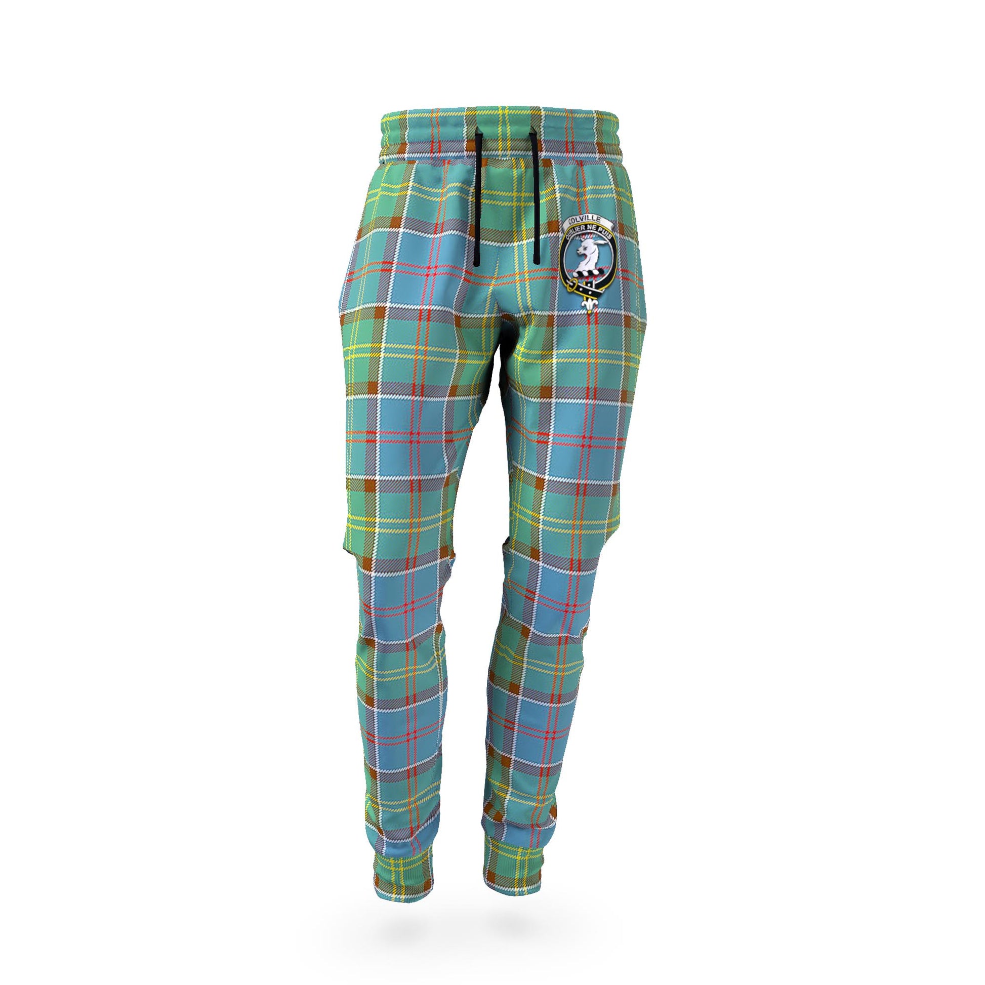 Colville Tartan Joggers Pants with Family Crest - Tartan Vibes Clothing