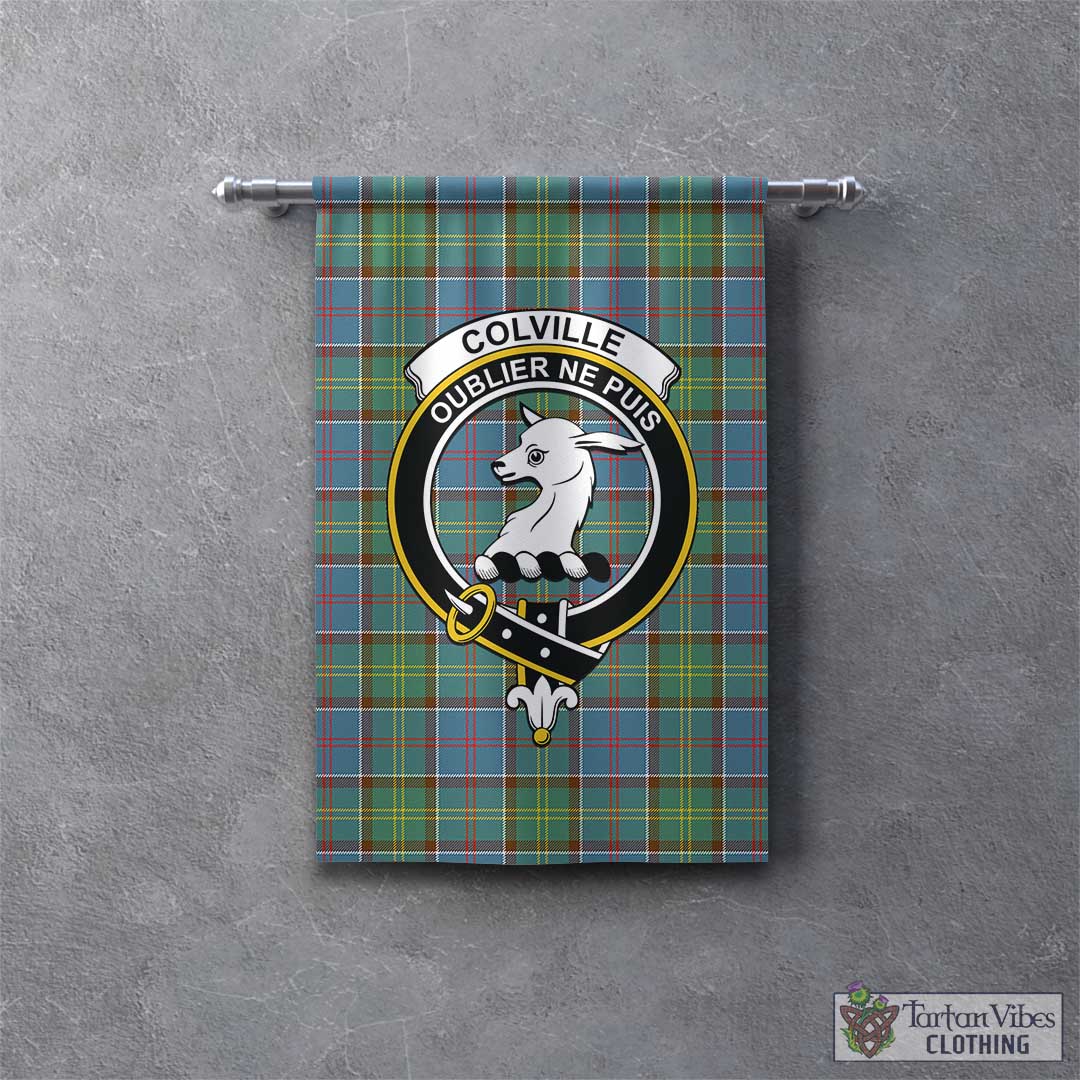 Tartan Vibes Clothing Colville Tartan Gonfalon, Tartan Banner with Family Crest