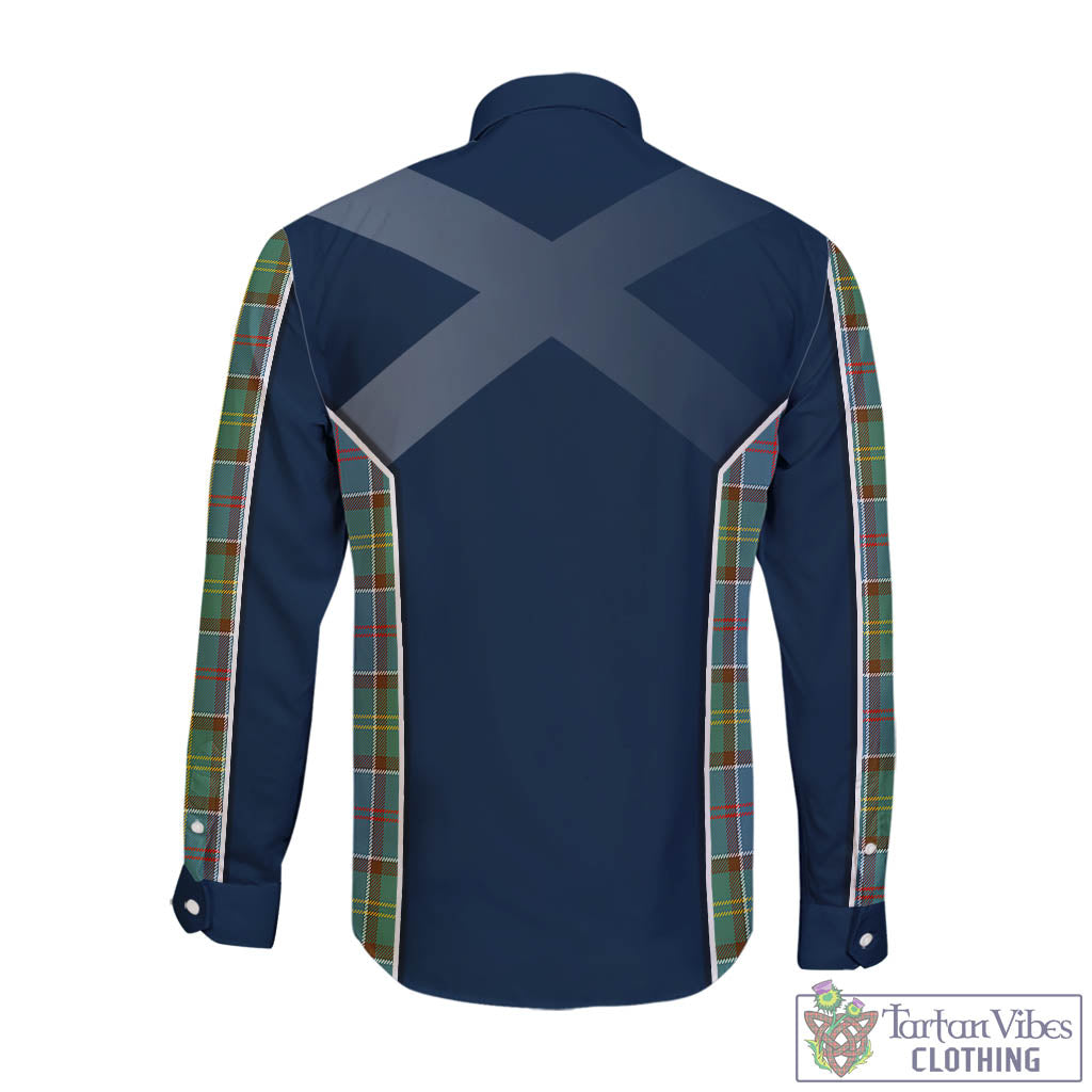 Tartan Vibes Clothing Colville Tartan Long Sleeve Button Up Shirt with Family Crest and Scottish Thistle Vibes Sport Style