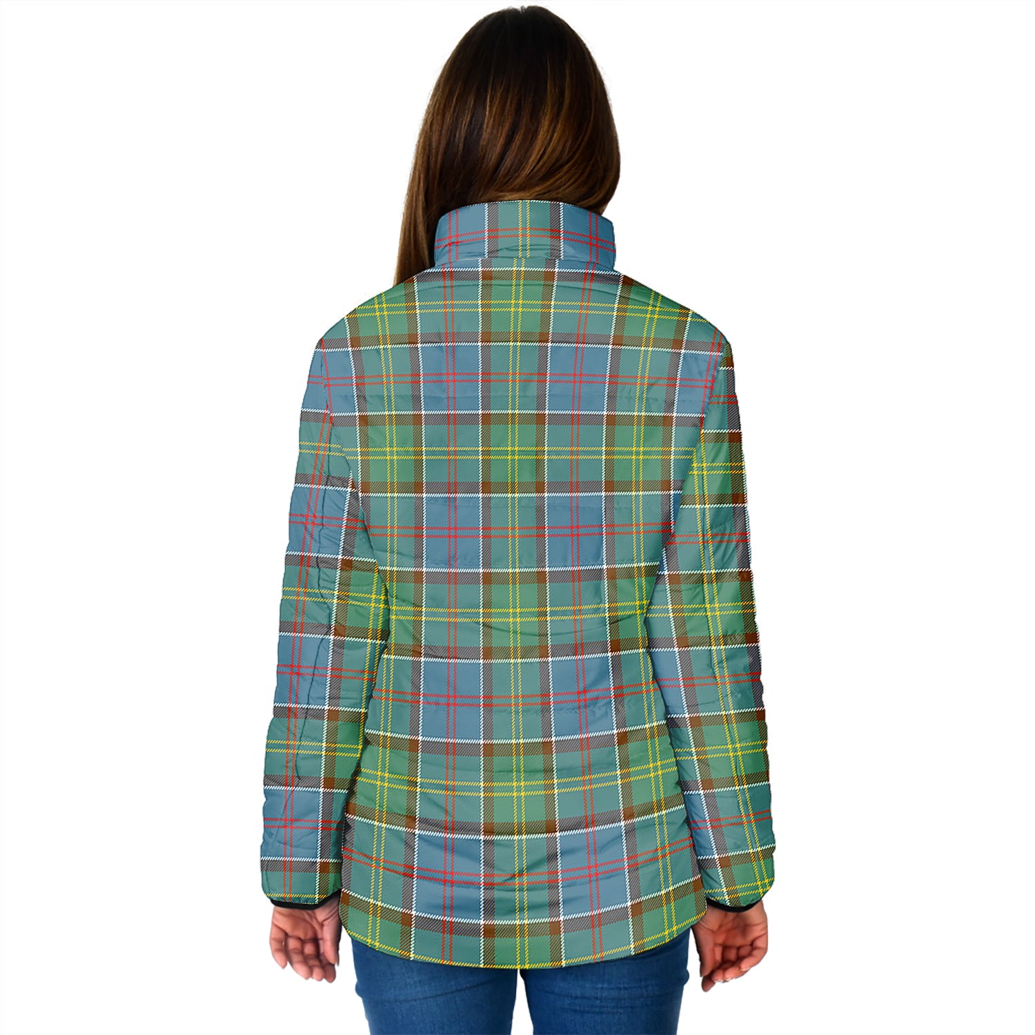 Colville Tartan Padded Jacket with Family Crest - Tartan Vibes Clothing