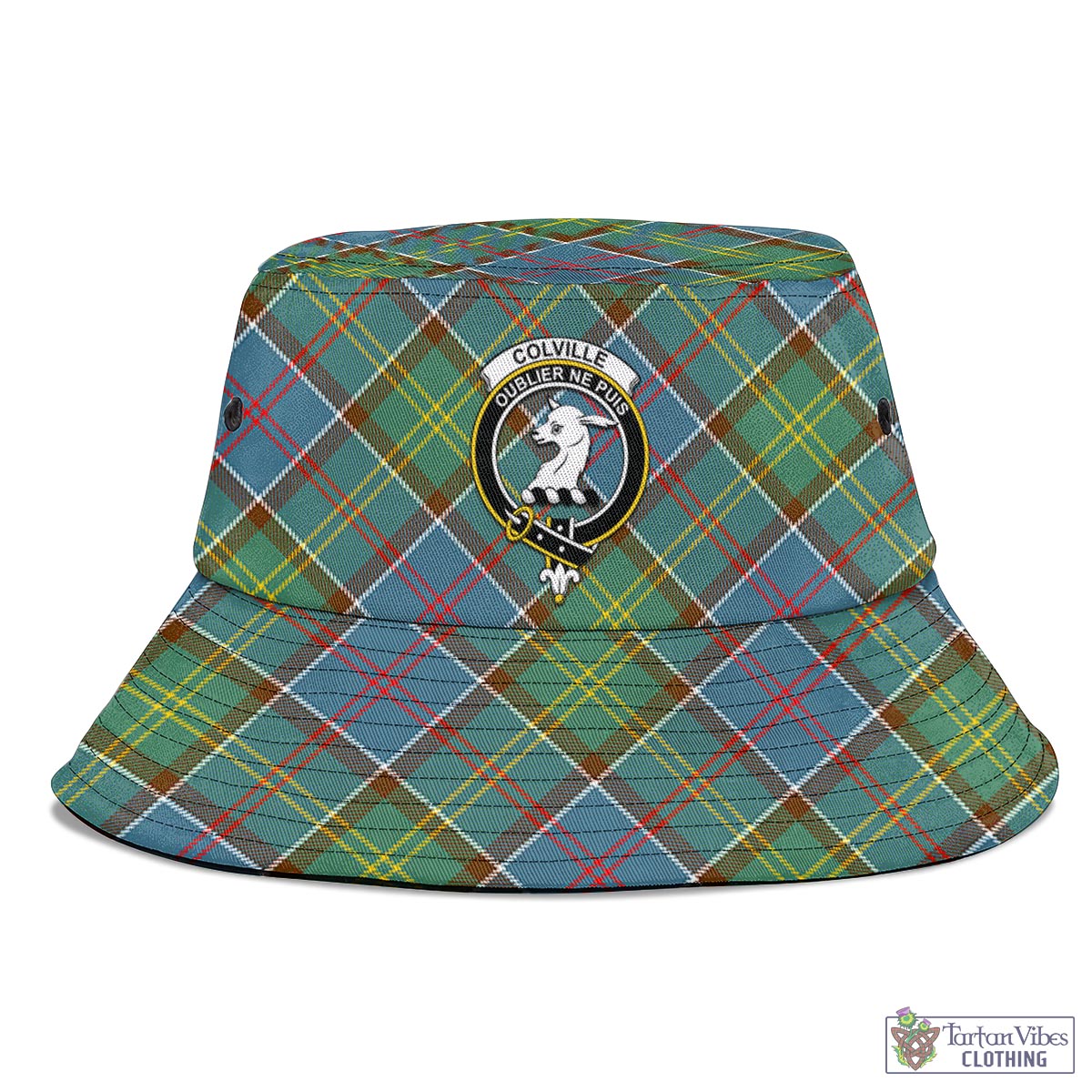 Tartan Vibes Clothing Colville Tartan Bucket Hat with Family Crest