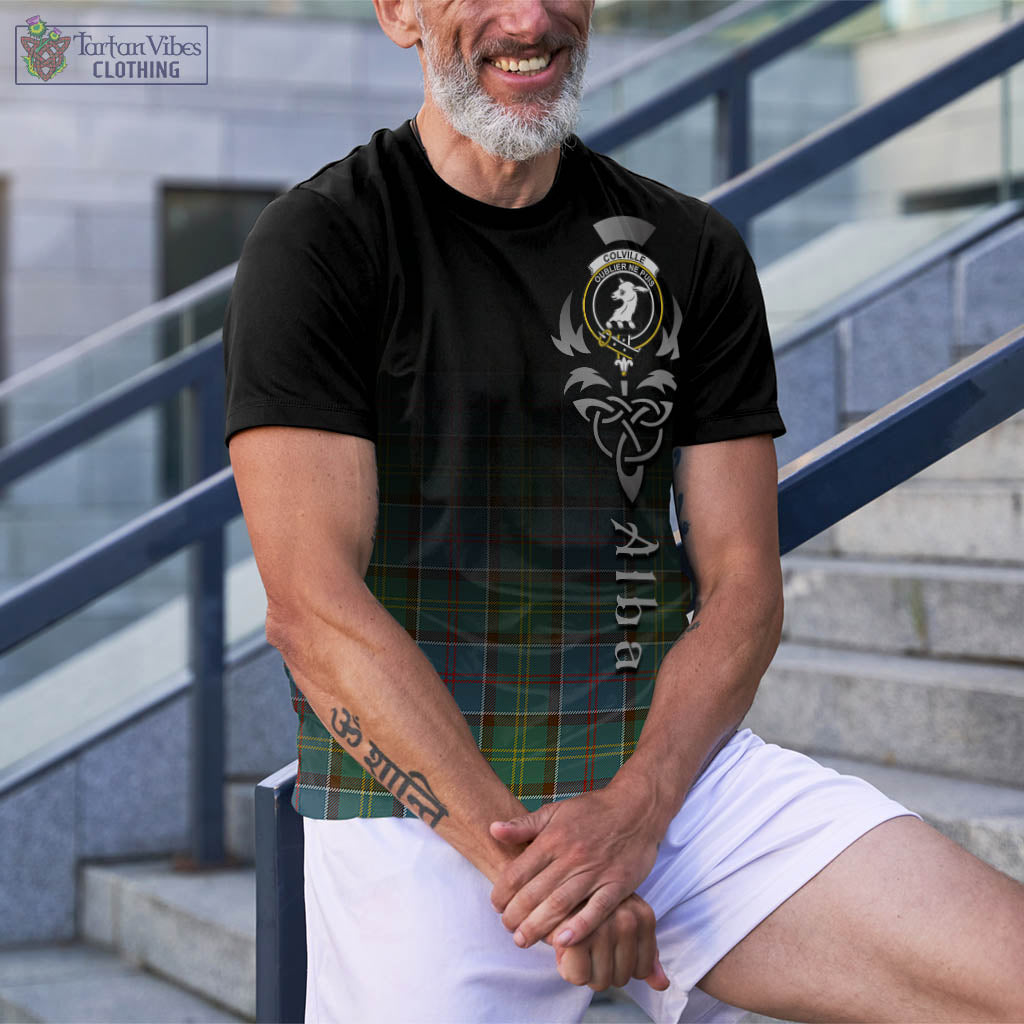 Colville Tartan T-Shirt Featuring Alba Gu Brath Family Crest Celtic Inspired - Tartan Vibes Clothing