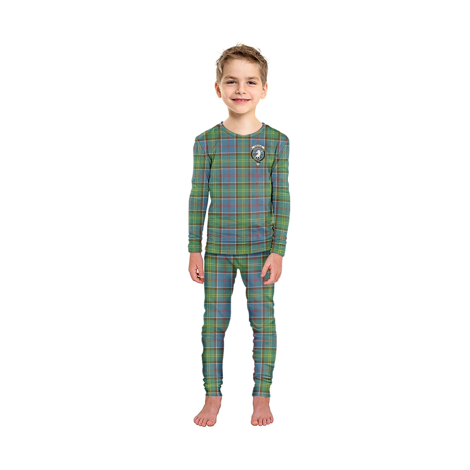 Colville Tartan Pajamas Family Set with Family Crest - Tartan Vibes Clothing