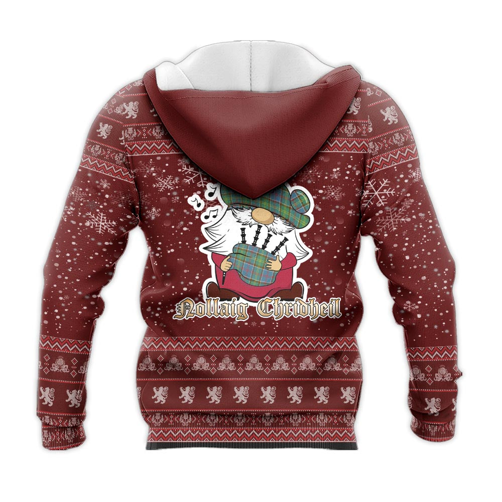 Colville Clan Christmas Knitted Hoodie with Funny Gnome Playing Bagpipes - Tartanvibesclothing