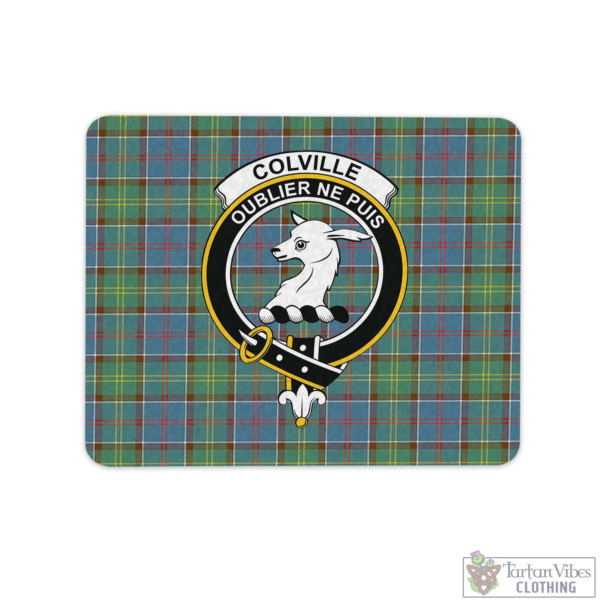 Tartan Vibes Clothing Colville Tartan Mouse Pad with Family Crest