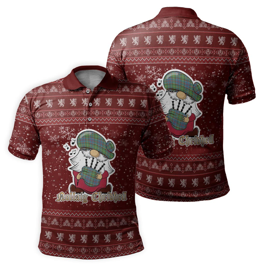 Colville Clan Christmas Family Polo Shirt with Funny Gnome Playing Bagpipes - Tartanvibesclothing