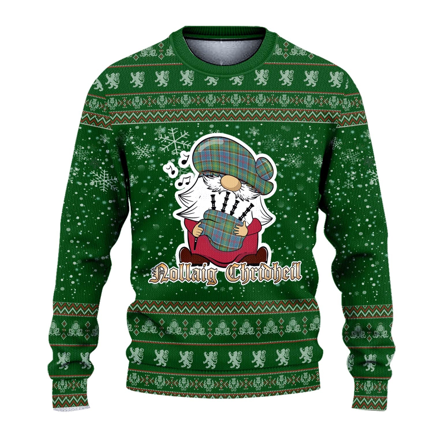 Colville Clan Christmas Family Knitted Sweater with Funny Gnome Playing Bagpipes - Tartanvibesclothing