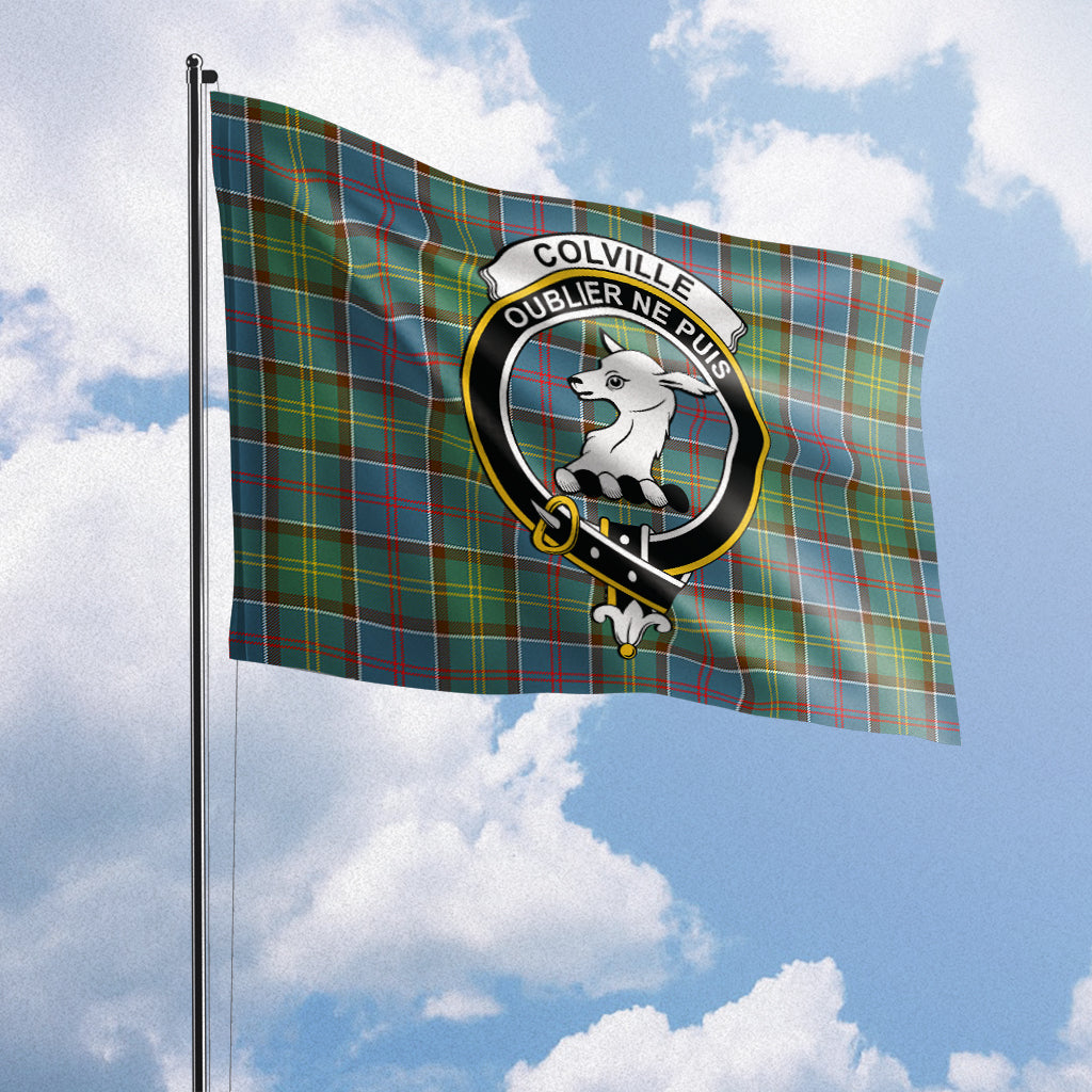 Colville Tartan Flag with Family Crest House Flag (Horizontal) - Tartan Vibes Clothing